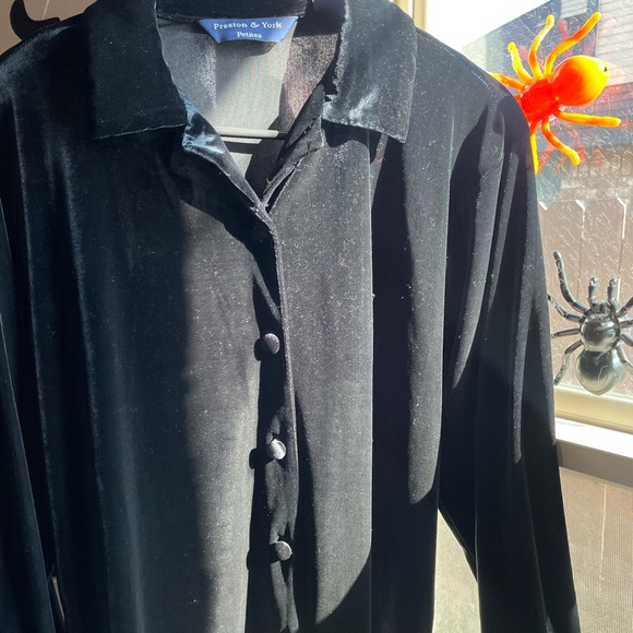 Vintage Preston & York crush velvet black button down long sleeve shirt - Picture 15 of 17